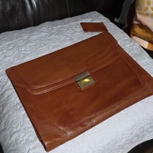 Leather Envelope Briefcase - Brown